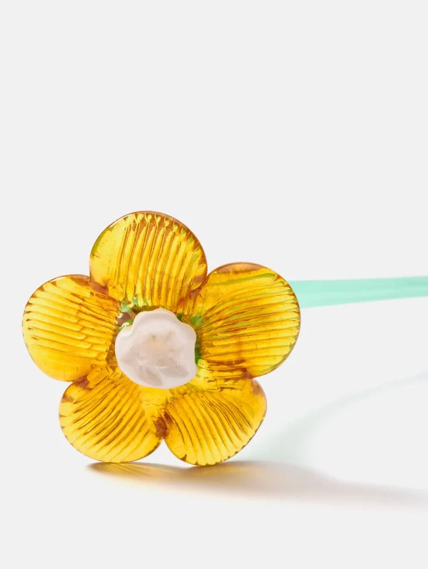 HOFF Deco | Deco>MOUTHBLOWN CRYSTAL FLOWER MUSTARD