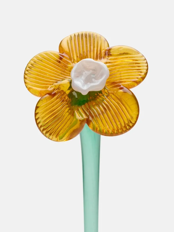 HOFF Deco | Deco>MOUTHBLOWN CRYSTAL FLOWER MUSTARD